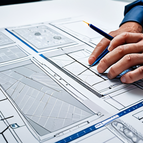Home 24 A professional male architect, meticulously examining intricate blueprints of a complex Redstone circuit. He is seated at a minimalist, modern desk in a well-lit studio, wearing a modest, professional collared shirt and trousers. Scattered on the desk are miniature, detailed Redstone components such as glowing Redstone dust, vibrant Redstone torches, and neatly aligned repeaters, all reflecting a clean aesthetic. His well-formed hands are gently resting on the schematics, indicating deep concentration. The background features subtle, geometric patterns evoking a digital workspace. High-resolution, professional studio photography, crisp focus, perfect anatomy, correct proportions, natural pose, proper finger count, natural body proportions, fully clothed, appropriate attire, safe for work, appropriate content, family-friendly.